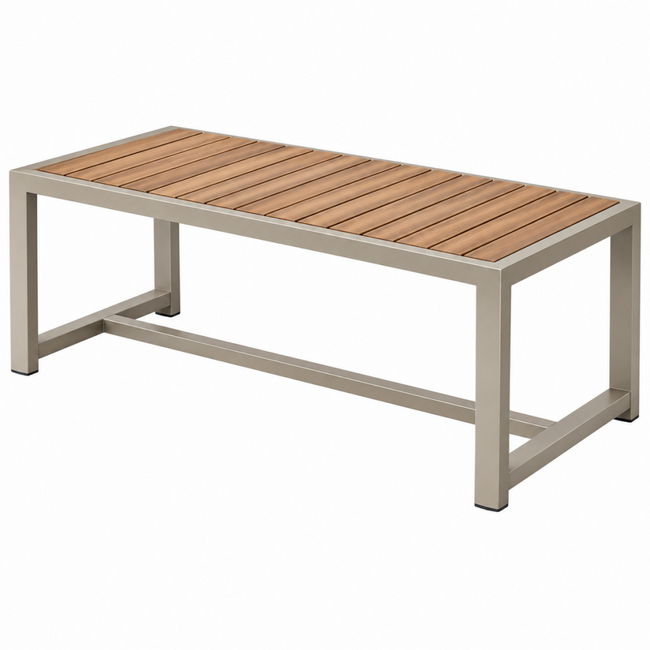 Gartentisch 180 cm x 90 cm x 75 cm Holz Braun Edelstahl Silber modern