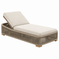 Garten-Sonnenliege 200 x 75 cm aus Seilgeflecht in Beige mit verstellbarer Rückenlehne