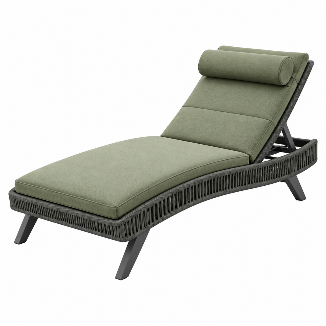 Gartenliege 200 x 75 cm aus Metall und Seilgeflecht Grün mit verstellbarer Rückenlehne