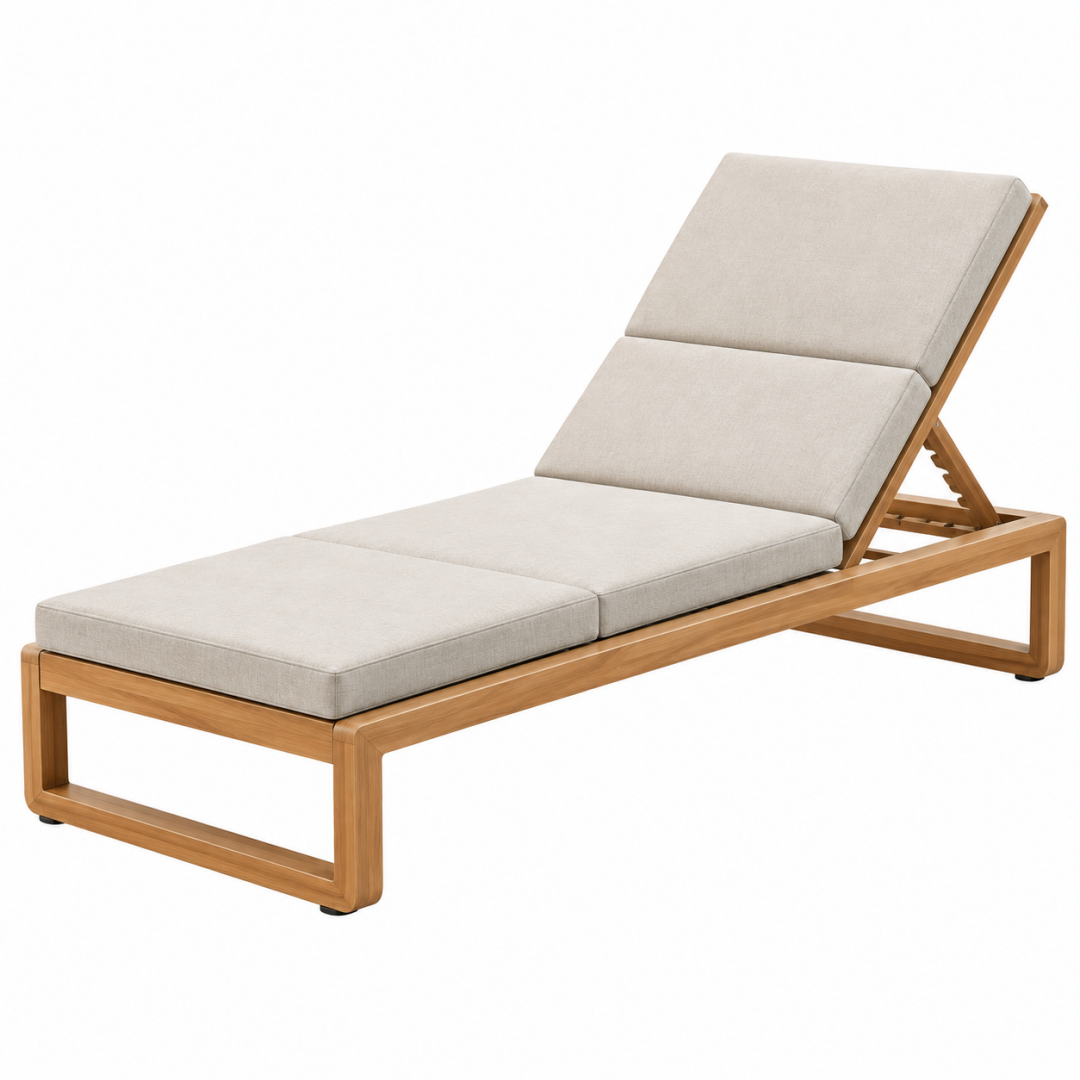 Gartenliege 200 x 70 cm Holz Beige mit verstellbarer Rückenlehne