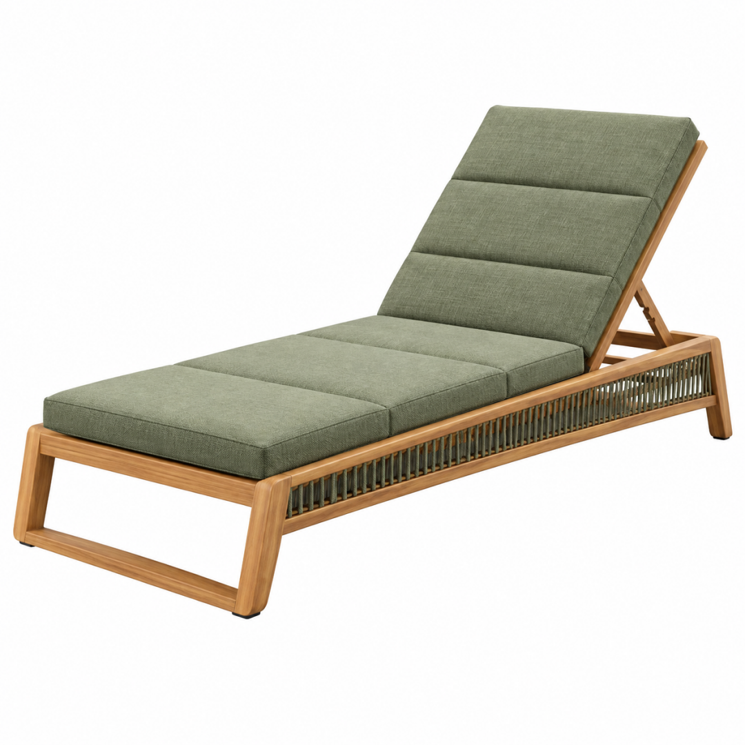 Gartenliege 200 x 75 cm Holz Grün mit verstellbarer Rückenlehne