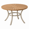 Runder Gartentisch 120 x 75 cm aus Holz und Metall in Naturbeige für Terrasse im modernen Stil