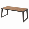 Gartentisch 180 x 90 x 75 cm Holz Braun mit Metallgestell Schwarz rechteckig