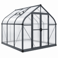 Gewächshaus 190 x 190 x 195 cm Aluminium Polycarbonat Anthrazit mit Dachfenster