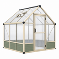 Gewächshaus 190 x 190 x 195 cm Aluminium Polycarbonat Creme Transparent mit Dachfenster