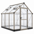 Gewächshaus 190 x 190 x 195 cm Aluminium Polycarbonat Taupe mit Dachfenstern