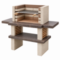 Grillkamin 120 x 70 x 120 cm aus Beton in Beige Braun mit Grillrost für den Außenbereich