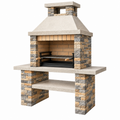 Gartengrill 140 x 70 x 210 cm aus Stein Beton und Stahl mit Kamin