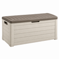 Aufbewahrungsbox 120 x 56 x 60 cm Kunststoff Beige Taupe - wetterfeste Gartenbox in Holzoptik