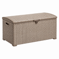 Aufbewahrungstruhe 120 x 60 x 60 cm Kunststoffgeflecht Taupe für Garten mit Klappdeckel